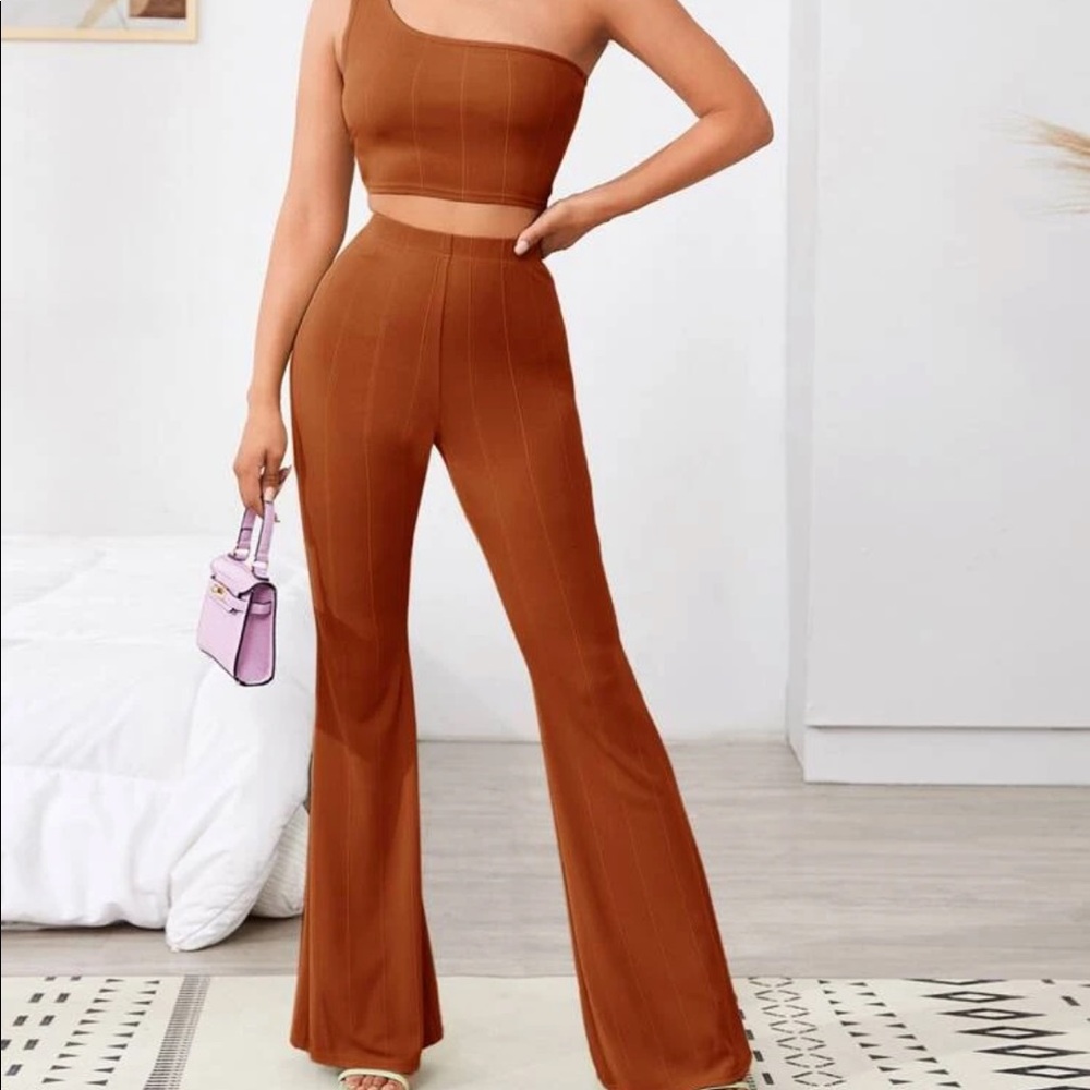 Ribbed One Shoulder Set